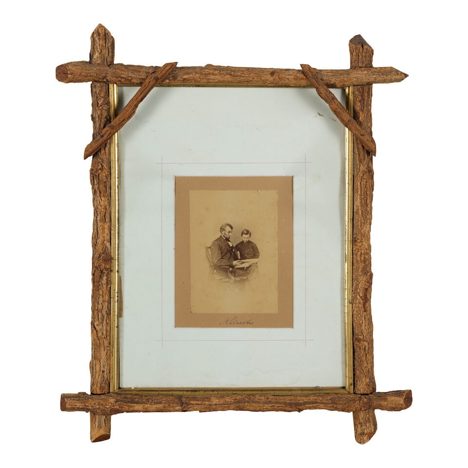Signed Photograph of Lincoln with His Son Tad. LINCOLN, ABRAHAM. 1809-1865. BRADY, MATTHEW, pho... - 3