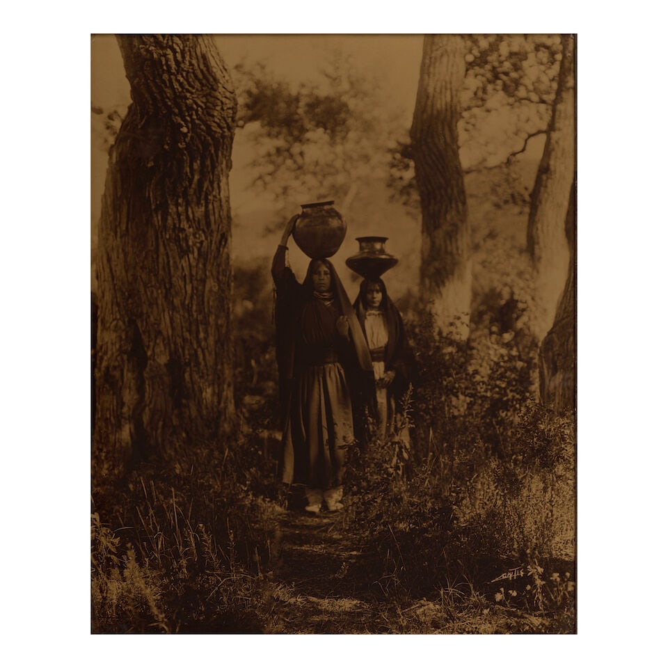 Edward Curtis Orotone. CURTIS, EDWARD S. 1868-1952. Taos Water Girls, c.1905. - 2