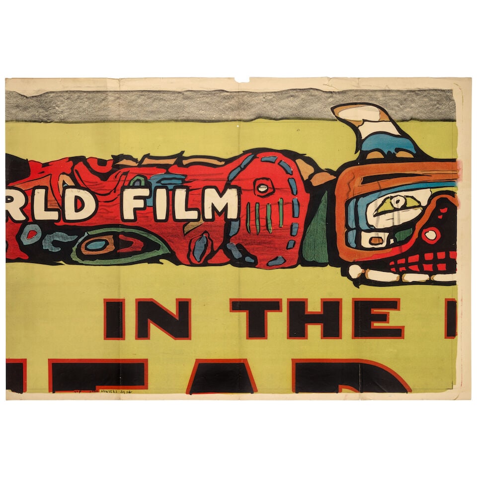 Original Oversized Billboard Poster for Curtis's Silent Film. [IN THE LAND OF THE HEAD HUNTERS].... - 2