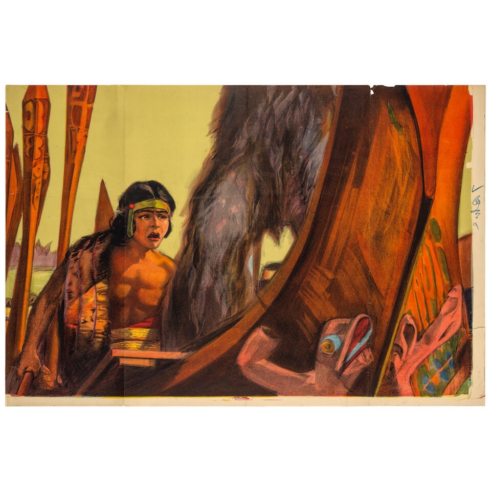 Original Oversized Billboard Poster for Curtis's Silent Film. [IN THE LAND OF THE HEAD HUNTERS].... - 4