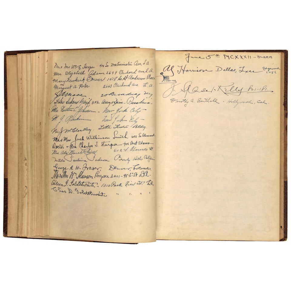 The North American Indian Blank Books, One Volume Used as a Guest Book for Curtis Studios Los An... - 2