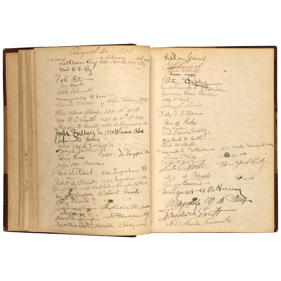 The North American Indian Blank Books, One Volume Used as a Guest Book for Curtis Studios Los An... - 4