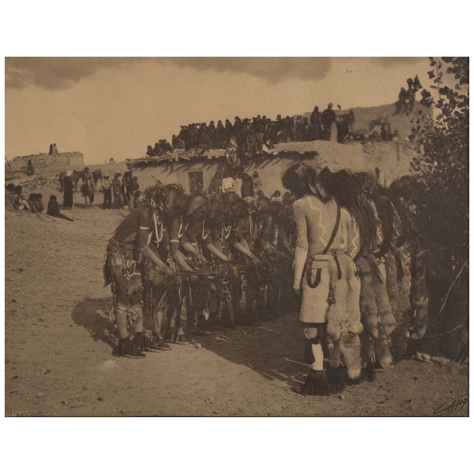 Edward Curtis Print with Ink Signature. CURTIS, EDWARD S. 1868-1952. Hopi Snake Dance, c.1904. - 2