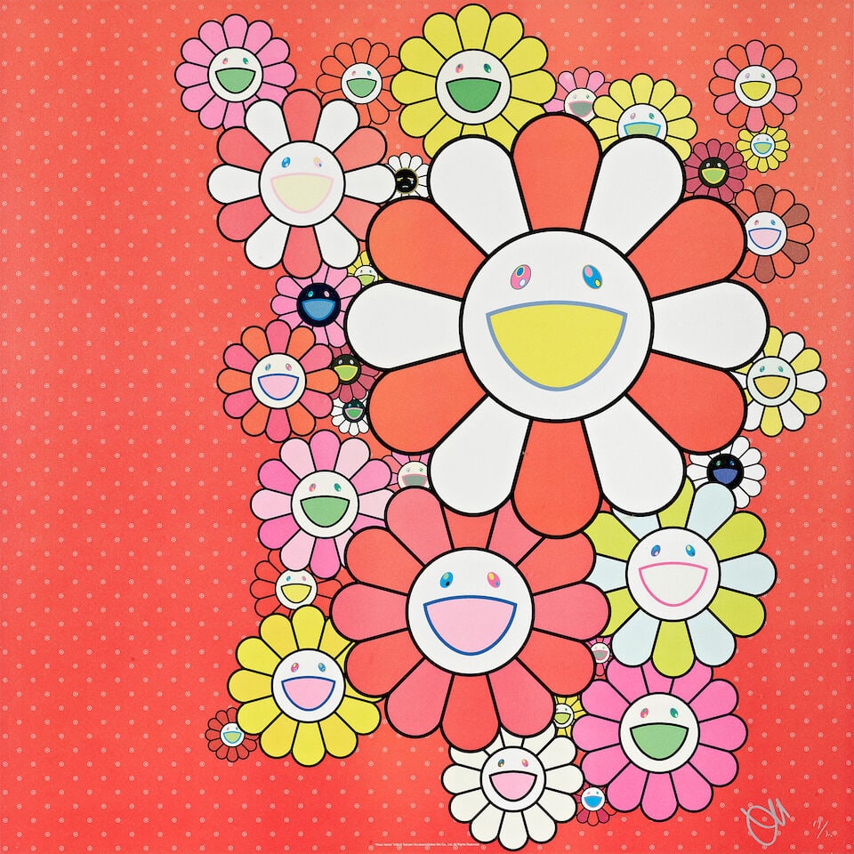 TAKASHI MURAKAMI (B. 1962) Blue Velvet; and Rose Velvet (2 works) each signed and numbered vario... - 2