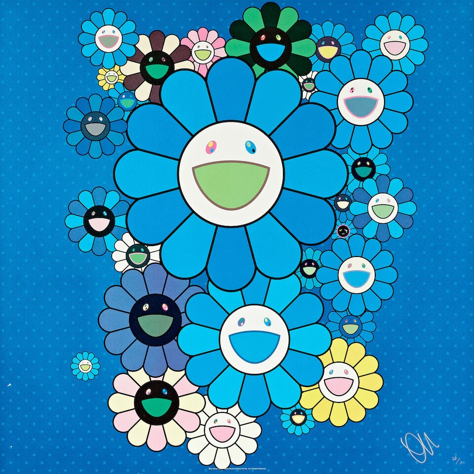 TAKASHI MURAKAMI (B. 1962) Blue Velvet; and Rose Velvet (2 works) each signed and numbered vario... - 3