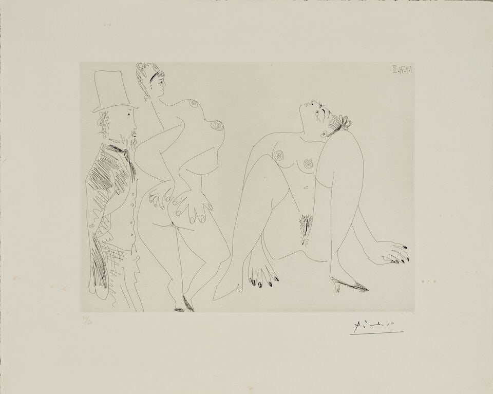 PABLO PICASSO (1881-1973) Degas, les mains dans le dos, et deux filles, from La Série 156 (... (1 of 3)