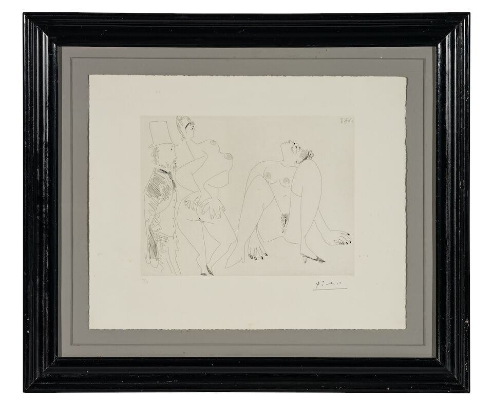 PABLO PICASSO (1881-1973) Degas, les mains dans le dos, et deux filles, from La Série 156 (... - 3