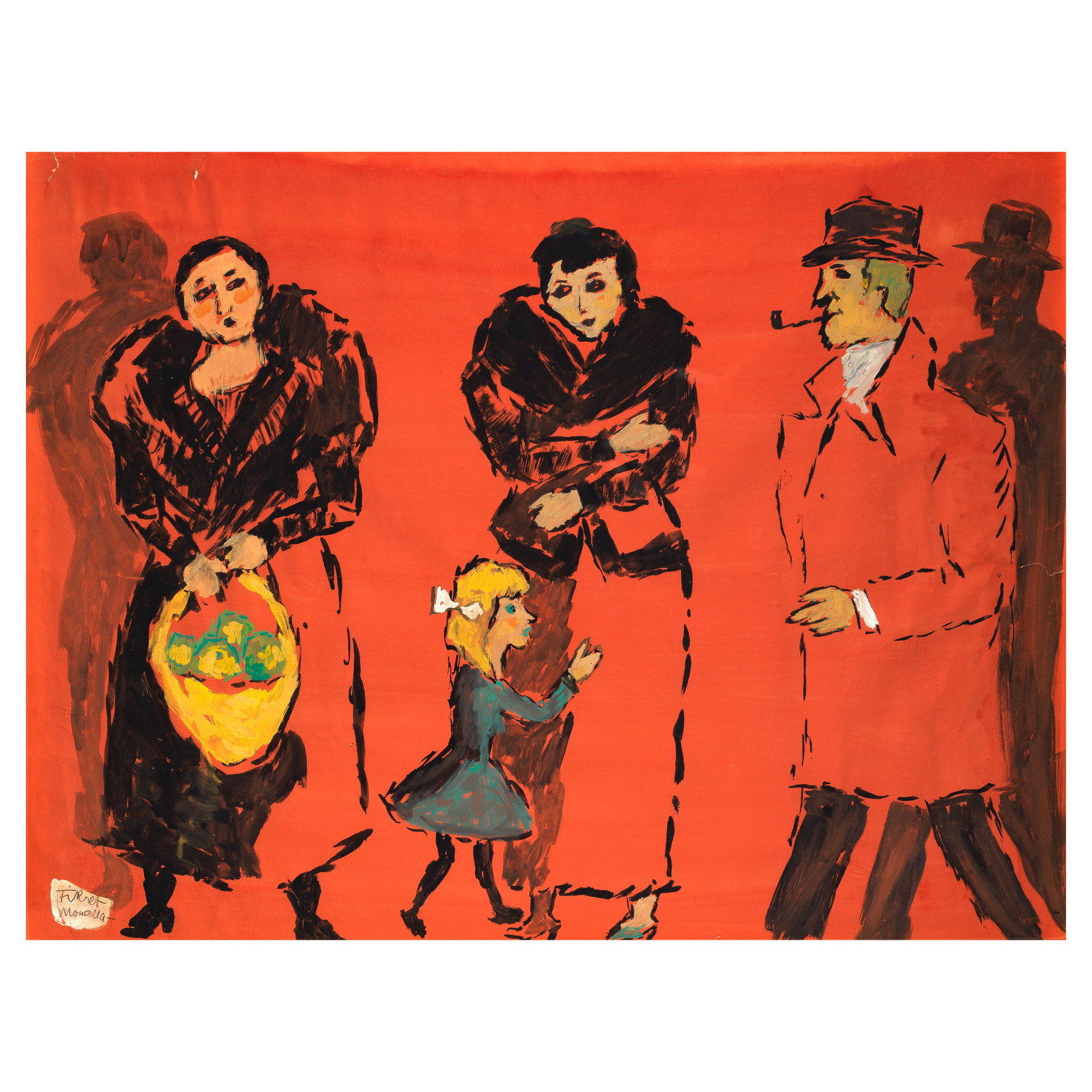 Fikret Saygi Mualla (Turkey, 1903-1967) Scène Parisienne: Fikret Saygi Mualla (Turkey, 1903-1967) Scène Parisienne gouache on paper, framed signed 'Fikret Moualla' (lower left), executed circa 1940s 48 x 64cm (18 7/8 x 25 3/16in). Footnotes: <
