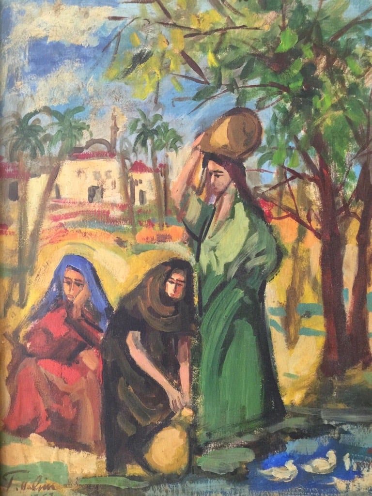 Tahia Halim (Egypt, 1919-2003) Rural Life: Tahia Halim (Egypt, 1919-2003) Rural Life oil on wood panel, framed signed 'T.Halim' and dated '1952' (lower left), executed in 1952 42 x 32cm (16 9/16 x 12 5/8in). Footnotes: Provenance: