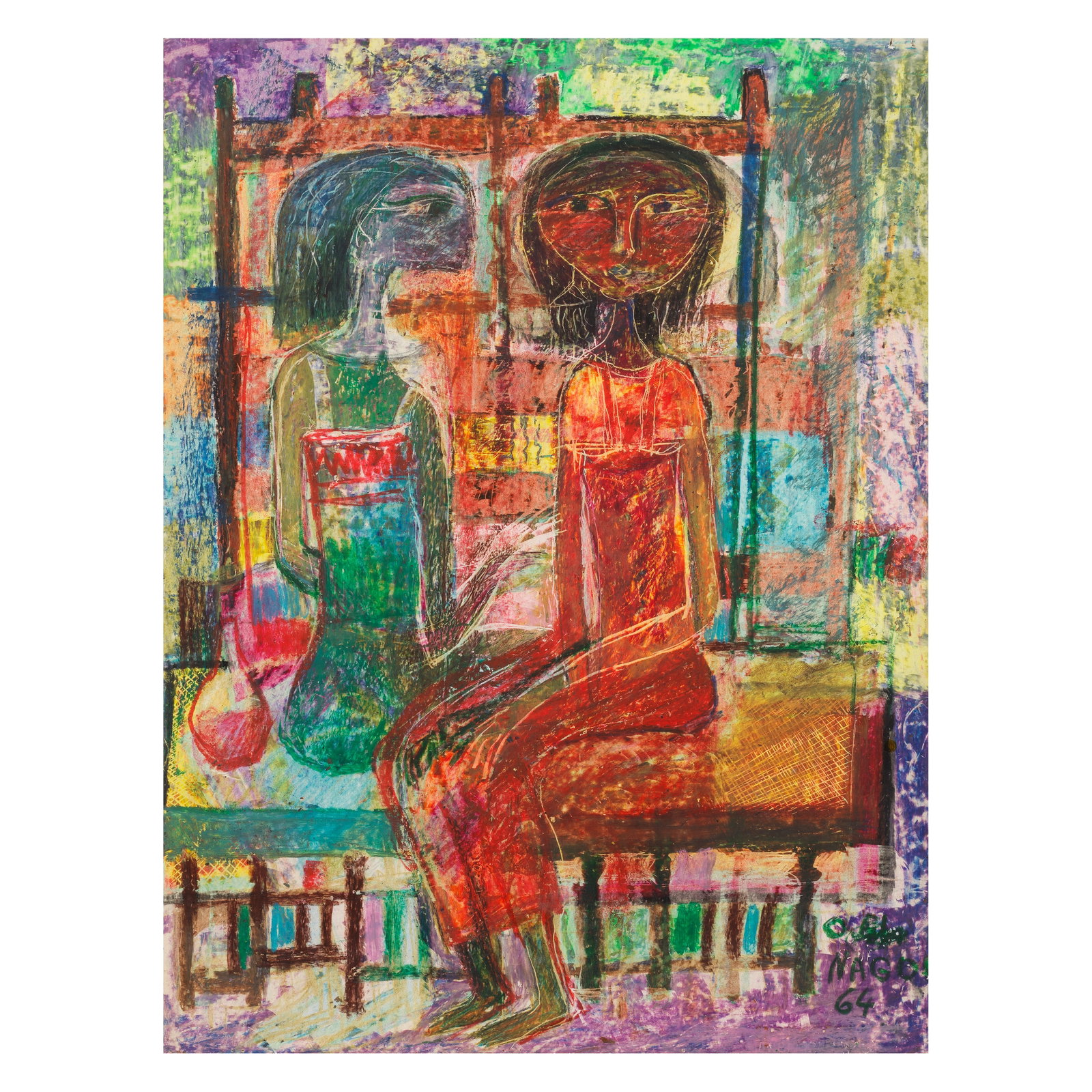 Omar El-Nagdi (Egypt, 1931-2019) Les Deux Amies (1 of 2)