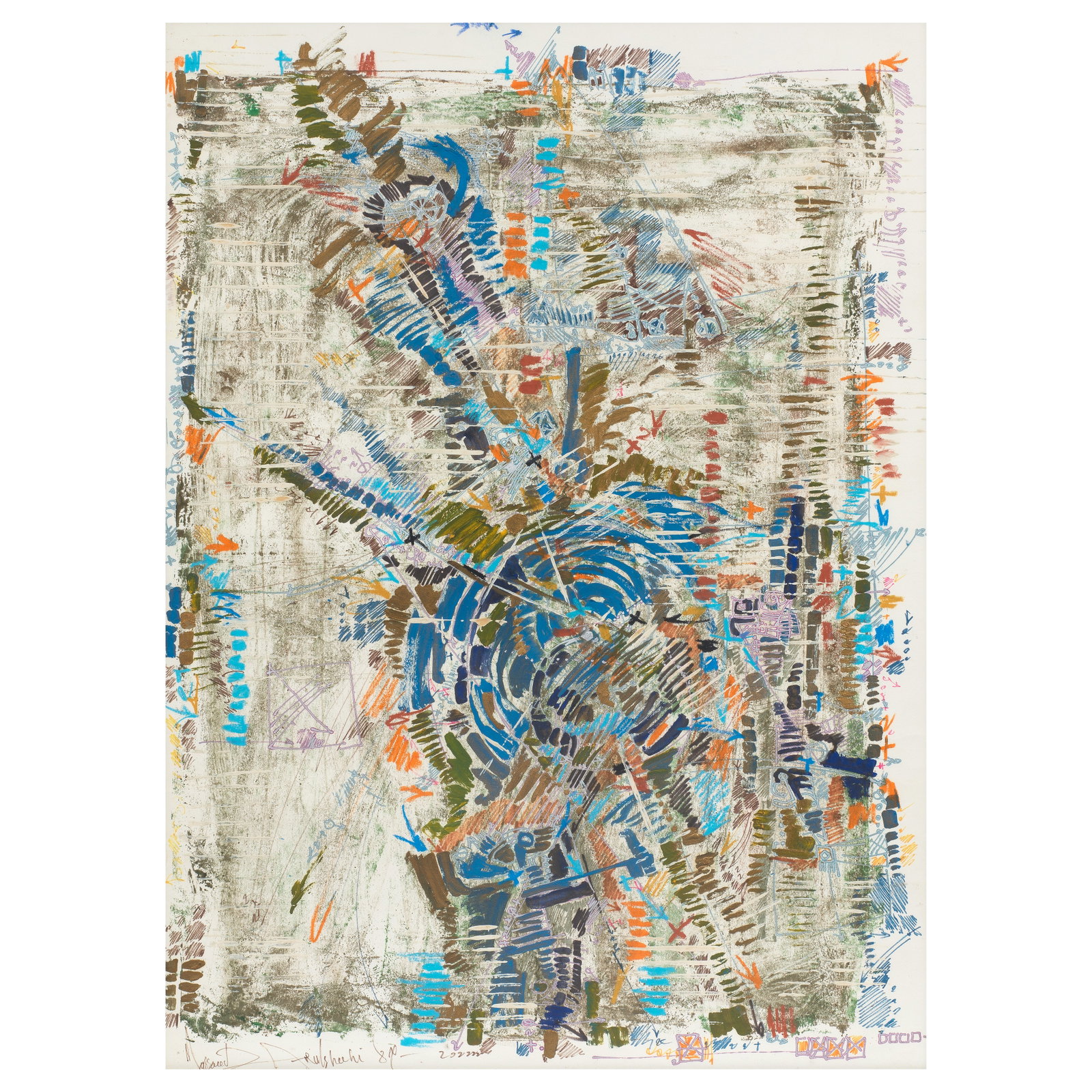 Massoud Arabshahi (Iran, 1935-2019) Abstract: Massoud Arabshahi (Iran, 1935-2019) Abstract acrylic on paper, framed signed 'Massoud Arabshahi' and dated '87' (lower left), executed in 1987 74 x 54cm (29 1/8 x 21 1/4in). Footnotes: Pr