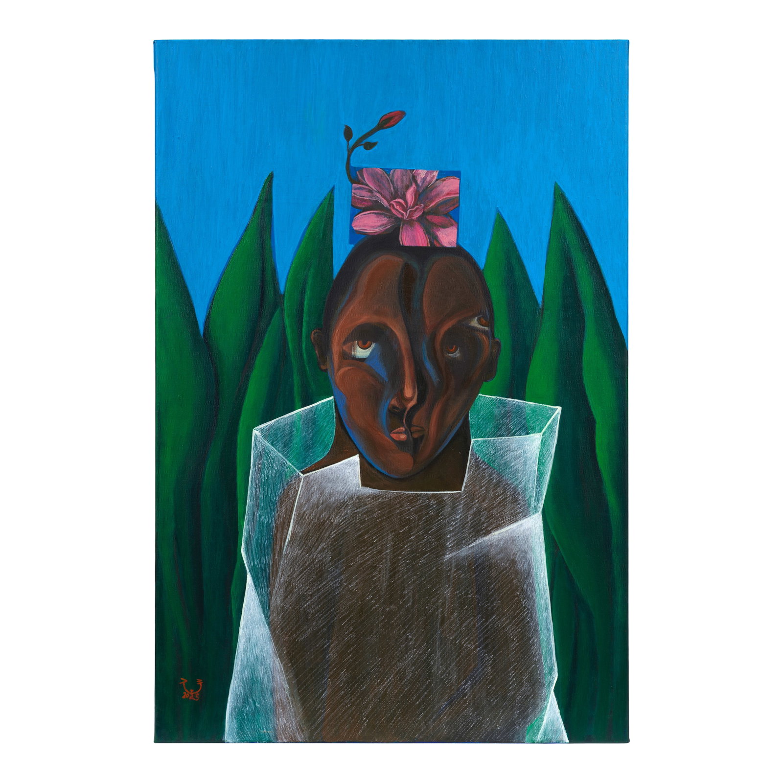 Souad Abdelrassoul (Egypt, born 1974) Untitled: Souad Abdelrassoul (Egypt, born 1974) Untitled acrylic on canvas signed and dated '2025' (lower left), inscribed on the verso, executed in 2025 90 x 60cm (35 7/16 x 23 5/8in). Footnotes: