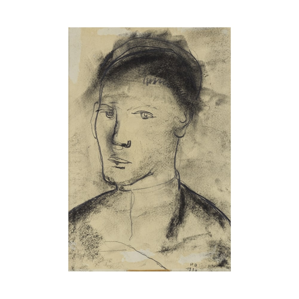 PAUL DELVAUX (1897-1994) Sans titre (Autoportrait) - Nu masculin de dos (oeuvre recto-verso): PAUL DELVAUX (1897-1994) Sans titre (Autoportrait) - Nu masculin de dos (oeuvre recto-verso) signé avec les initiales de l'artiste et daté 'P.D. 1930' (en bas à droite) fusain et mine d