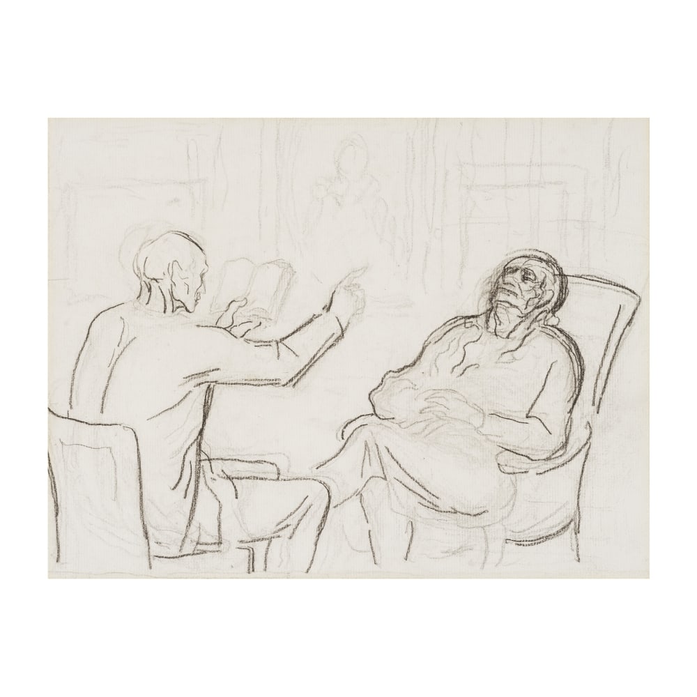 HONORÉ DAUMIER (1808-1879) Un homme lisant à haute voix: HONORÉ DAUMIER (1808-1879) Un homme lisant à haute voix fusain et mine de plomb sur papier charcoal and graphite on paper 25.7 x 32.6 cm. 10 1/8 x 12 13/16 in. Footnotes: L'authentic