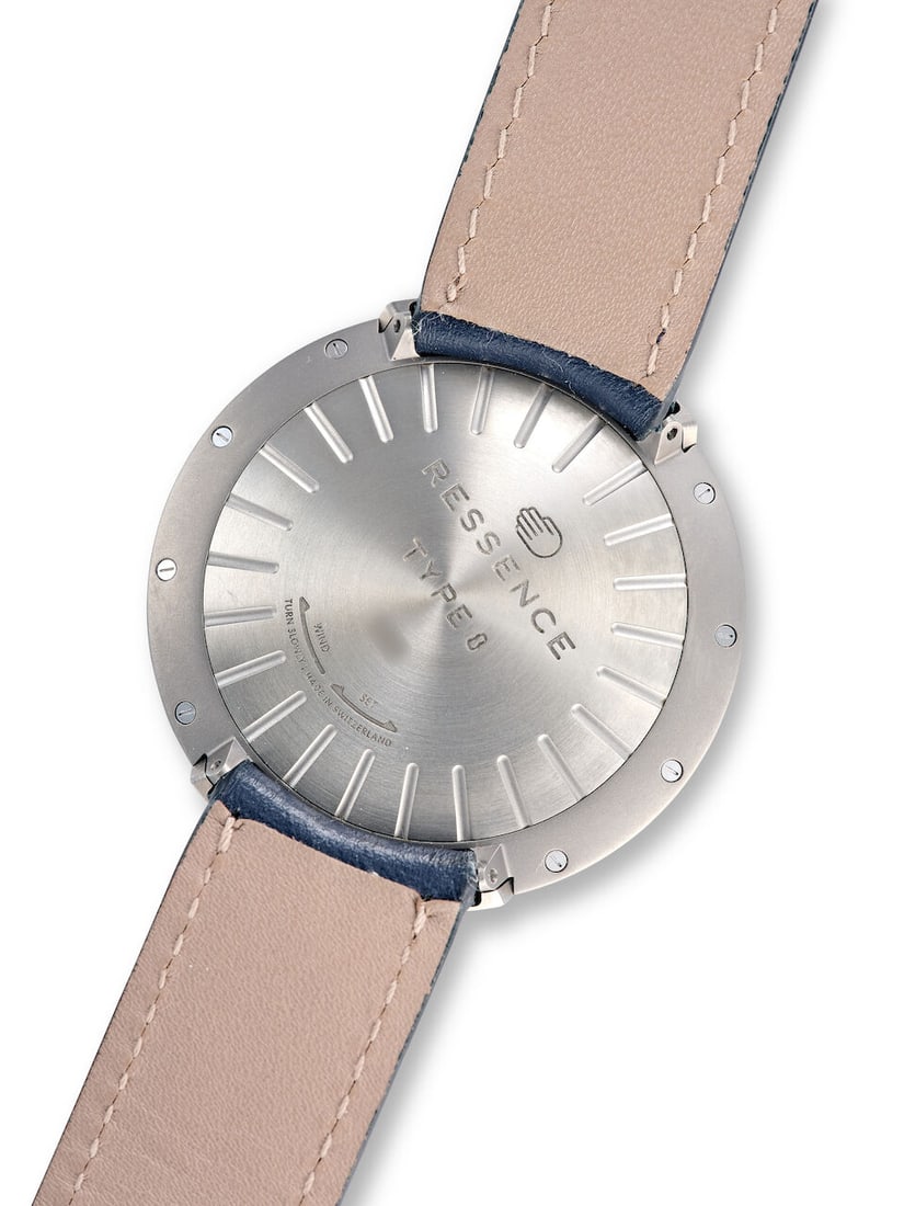 RESSENCE | TYPE 8 COBALT BLUE, A UNIQUE TITANIUM WRISTWATCH WITH ROTATING DIAL PLATE AND ORBITAL...: RESSENCE | TYPE 8 COBALT BLUE, A UNIQUE TITANIUM WRISTWATCH WITH ROTATING DIAL PLATE AND ORBITAL CONVEX SYSTEM, CIRCA 2023 Calibre: ROCS 8, automatic, signed Dial: Cobalt blue, signed Case: 43mm,