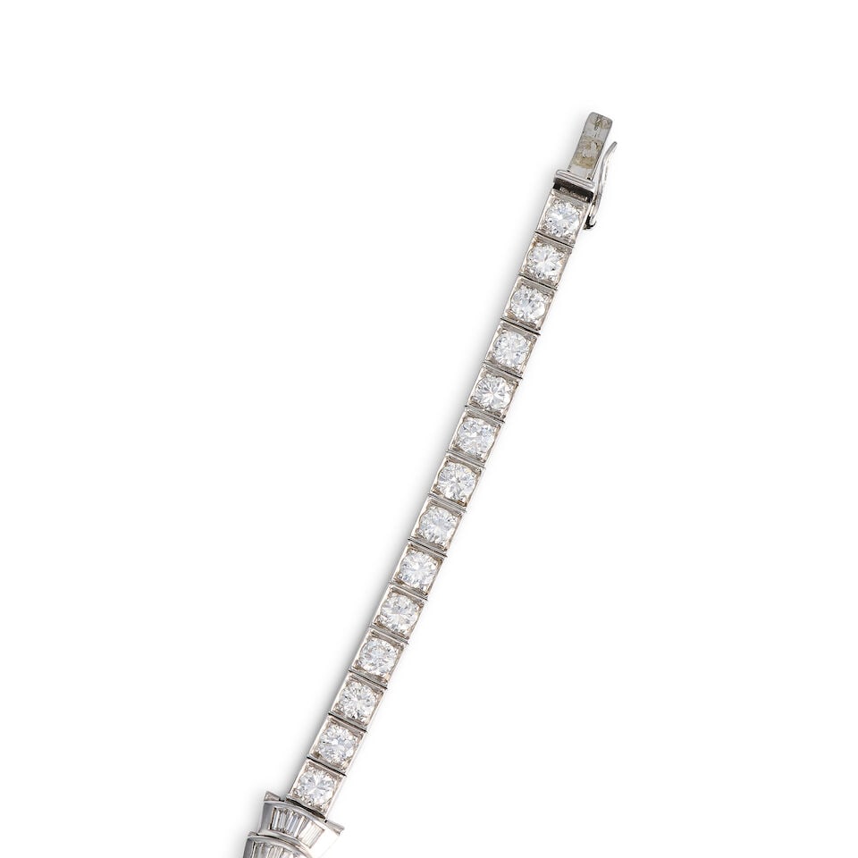A lady's platinum and diamond set manual wind bracelet watch Circa 1960 - 2