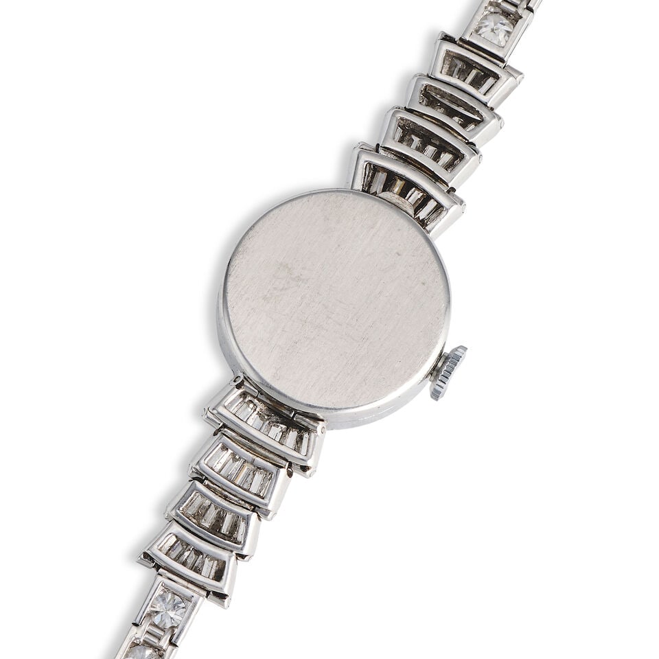 A lady's platinum and diamond set manual wind bracelet watch Circa 1960 - 3