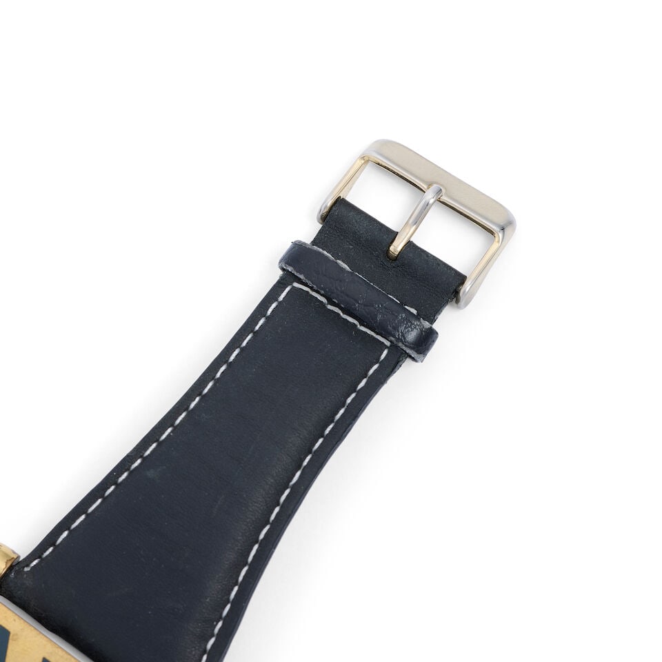 Cartier. A gilt quartz travel clock with alarm converted to a wristwatch Quadrant, Circa 1980 - 2