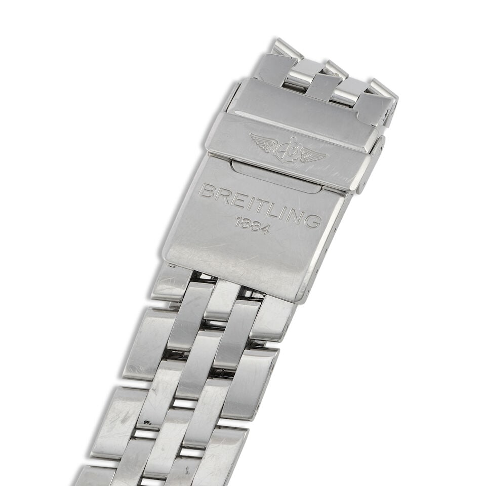 Breitling. A stainless steel diamond set automatic calendar chronograph bracelet watch with moth... - 2