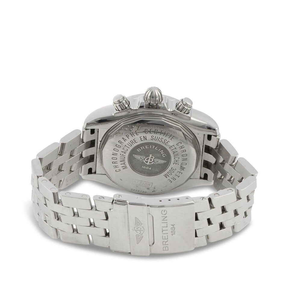 Breitling. A stainless steel diamond set automatic calendar chronograph bracelet watch with moth... - 3