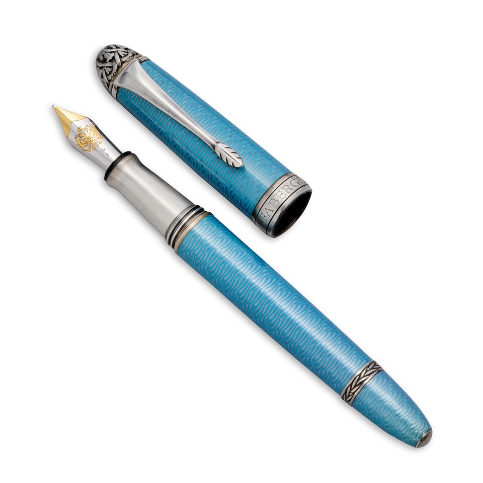 Michel Perchin for Fabergé. A Limited Edition silver and blue enamel fountain pen No.1 of... - 3