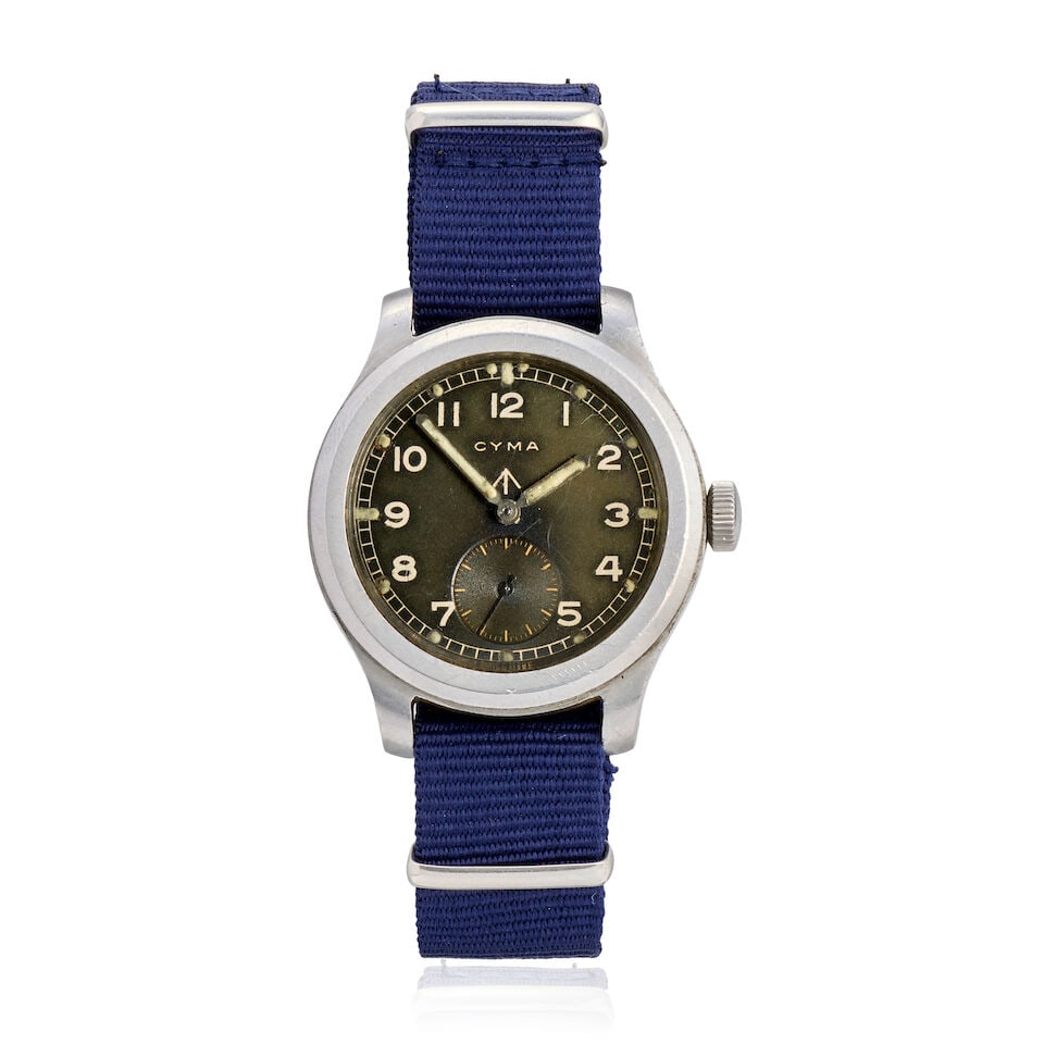 Cyma. A stainless steel manual wind Military issue wristwatch 'Dirty Dozen', Circa 1945 - 4