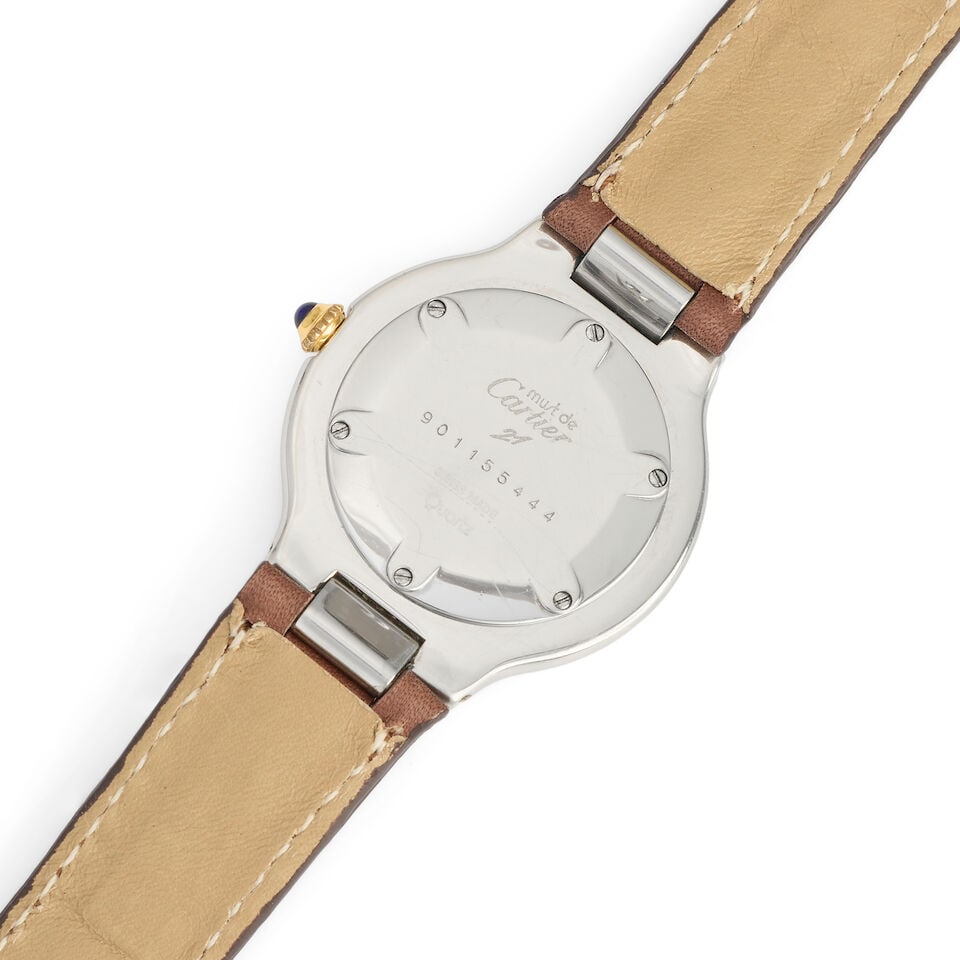 Cartier. A stainless steel and gold quartz wristwatch Must de Cartier 21, Circa 1990 - 3