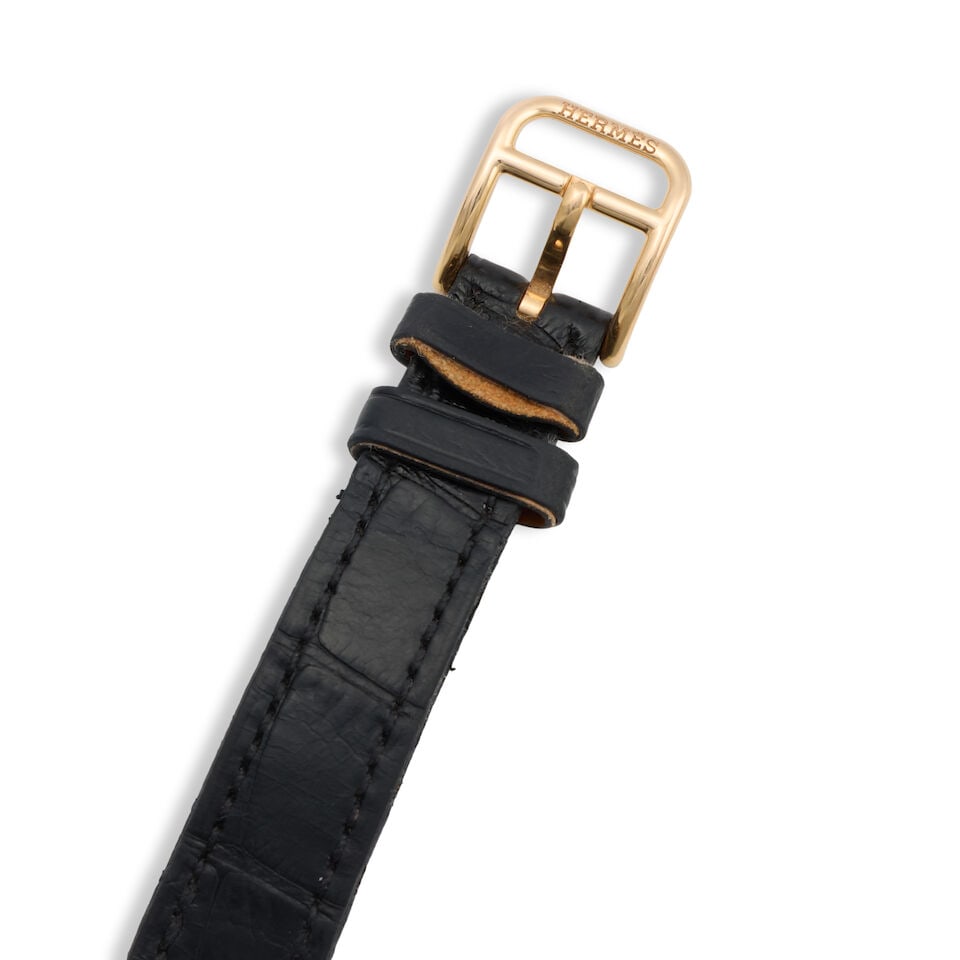Hermès. A lady's 18K rose gold diamond set quartz wristwatch with mother of pearl dial Cap... - 2