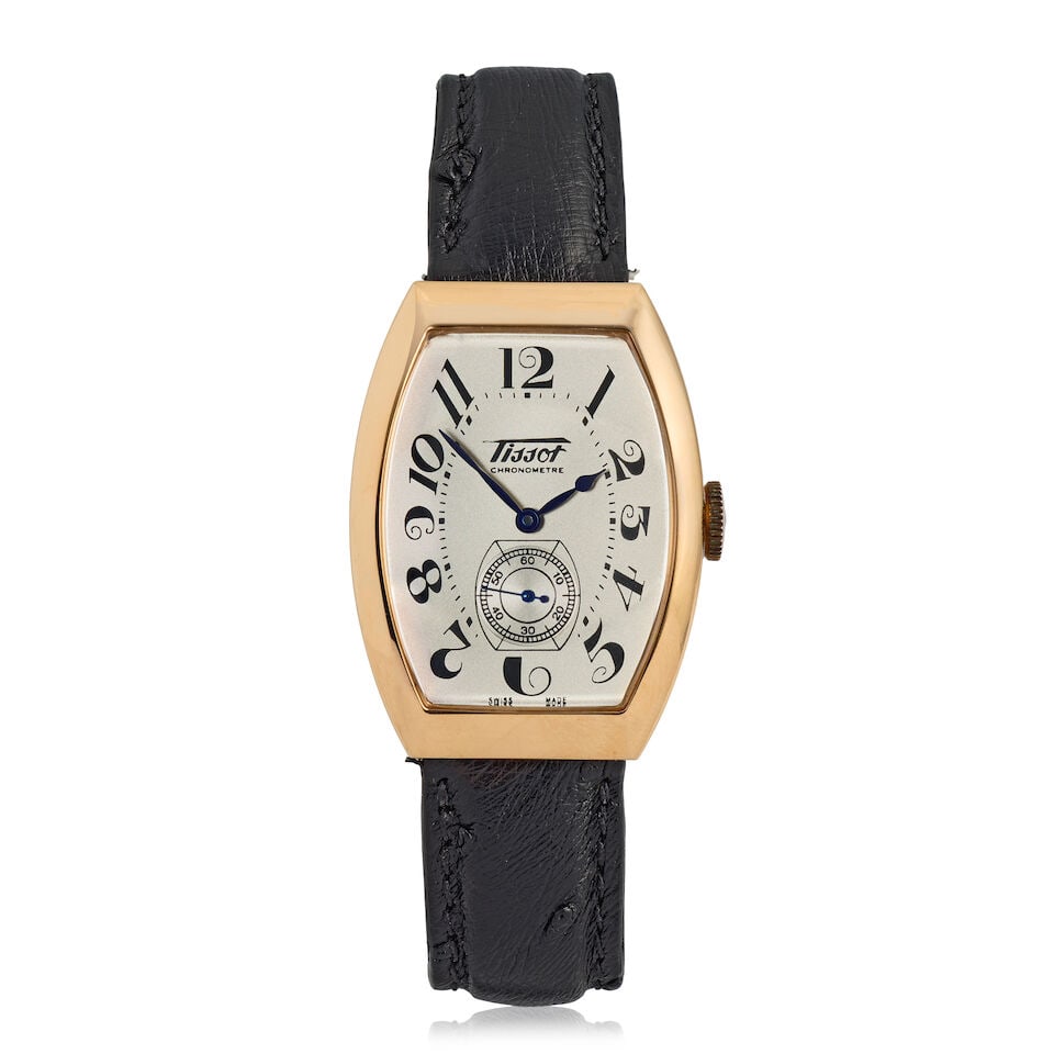Tissot. A Limited Edition 18K rose gold manual wind wristwatch Heritage Porto, Ref: H699.333, N...: Tissot. A Limited Edition 18K rose gold manual wind wristwatch Model: Heritage Porto Reference: H699.333, No.376/666 Date: Circa 2004 Movement: 17-jewel Cal.0048 manual wind Dial: Silvered Case: