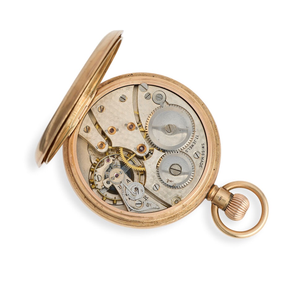 A 9K gold keyless wind open face pocket watch Birmingham Hallmark for 1926 - 2