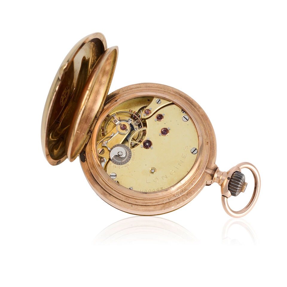 Longines. A 14K gold keyless wind full hunter pocket watch Circa 1900 - 2