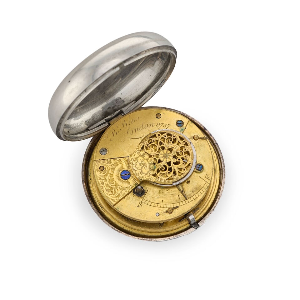B.Blew, London. A silver key wind open face pair case pocket watch Birmingham Hallmark for 1835 - 2