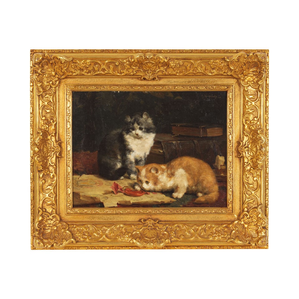 Charles H. van den Eycken (Bruxelles 1859-1923) Chatons joueurs dans un intérieur - 3