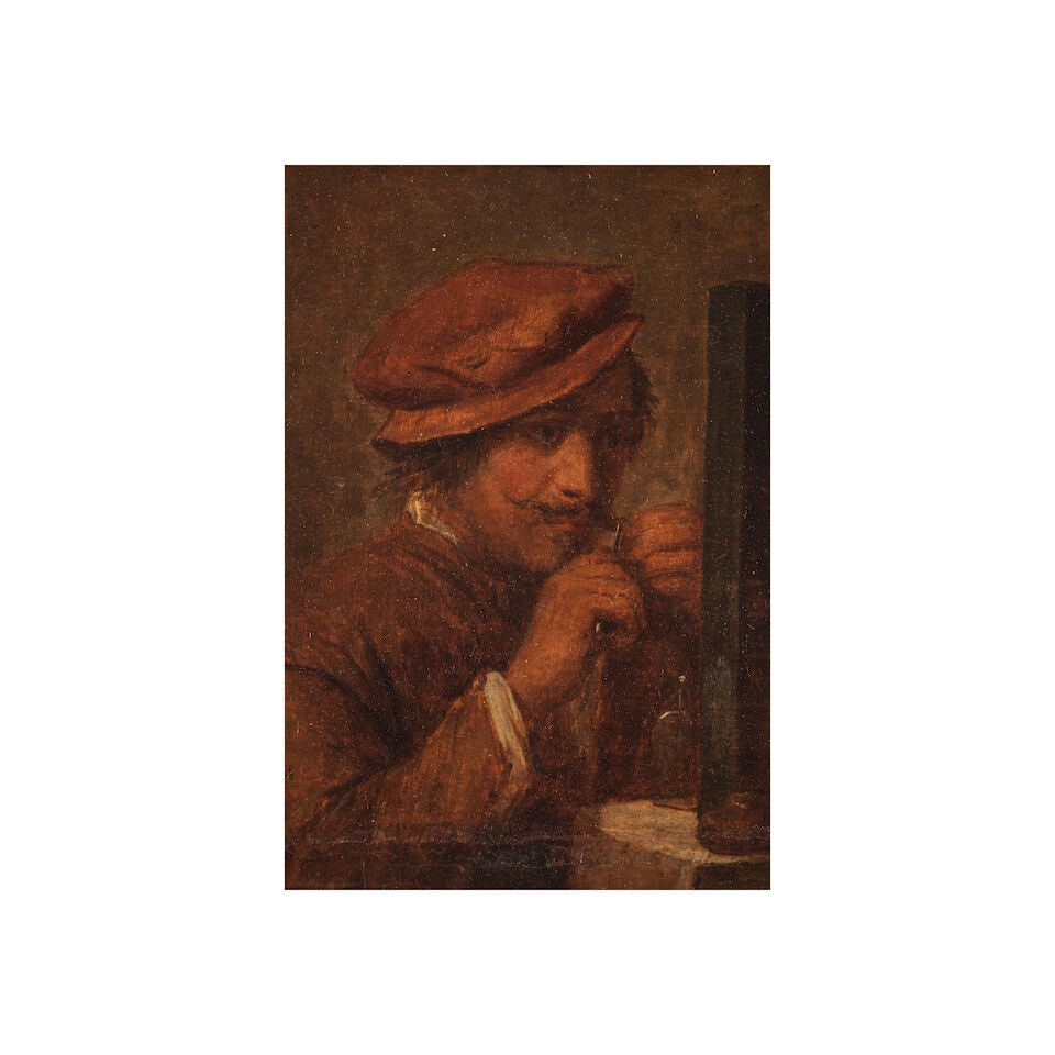 Ecole flamande, XVIIe siècle Portrait d'homme faisant sa barbe: Ecole flamande, XVIIe siècle Portrait d'homme faisant sa barbe huile sur panneau oil on panel 22.7 x 15.8cm (8 15/16 x 6 1/4in). Footnotes: The present painting is related to a similar