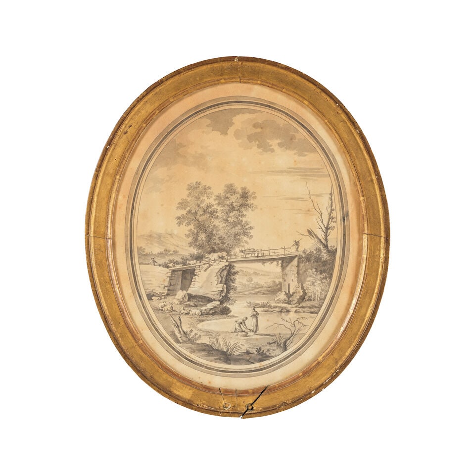 Entourage de Jean Baptiste Charles Claudot (Badonviller 1733-1805 Nancy) Paire de paysages champ... - 2