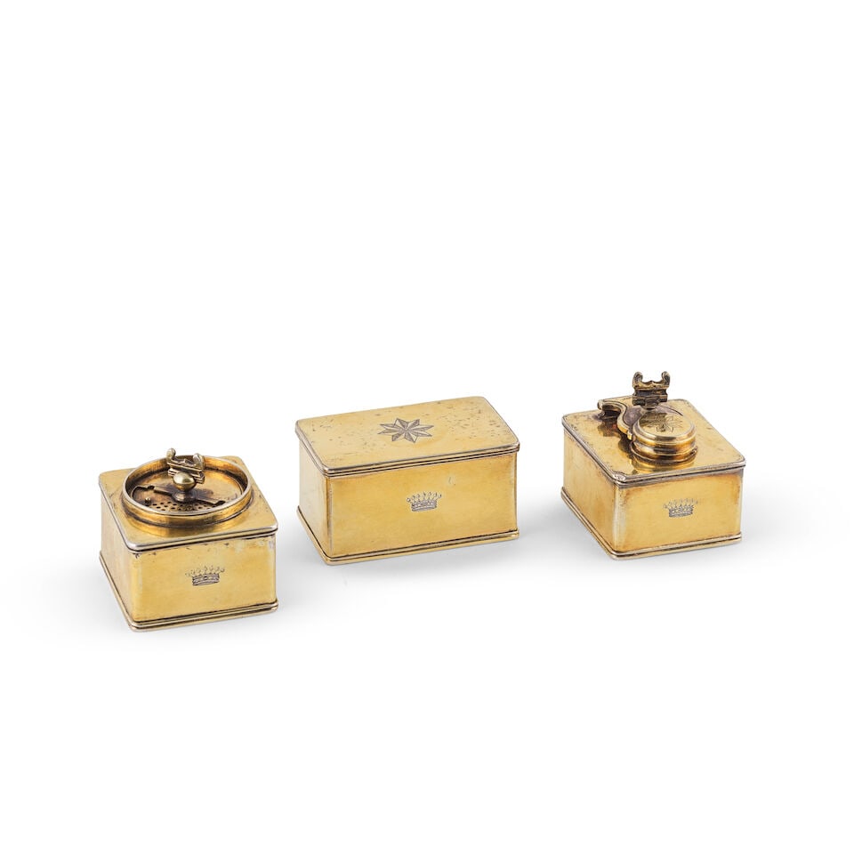 Encrier de voyage en vermeil 800°/°° A 800°/°° silver-gilt travell... - 2