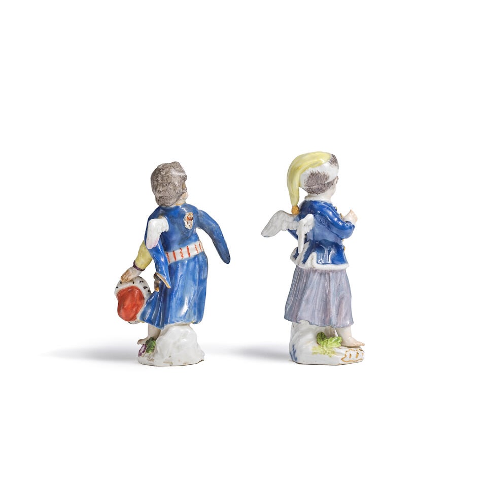 Paire de statuettes de putti sur socle en porcelaine de Meissen, XIXe siècle A pair of Meis... - 3