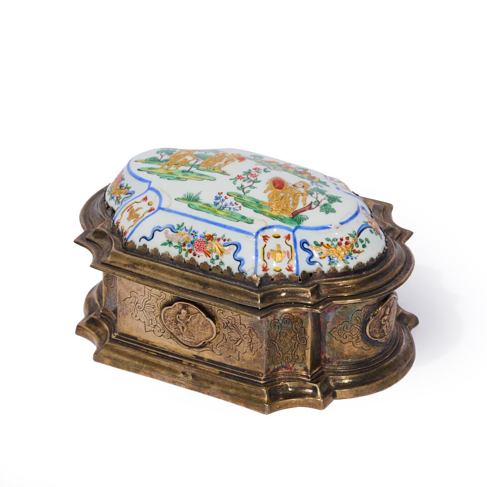 Boîte en argent et émail, travail françaisA French silver and enamel box makers m... - 2