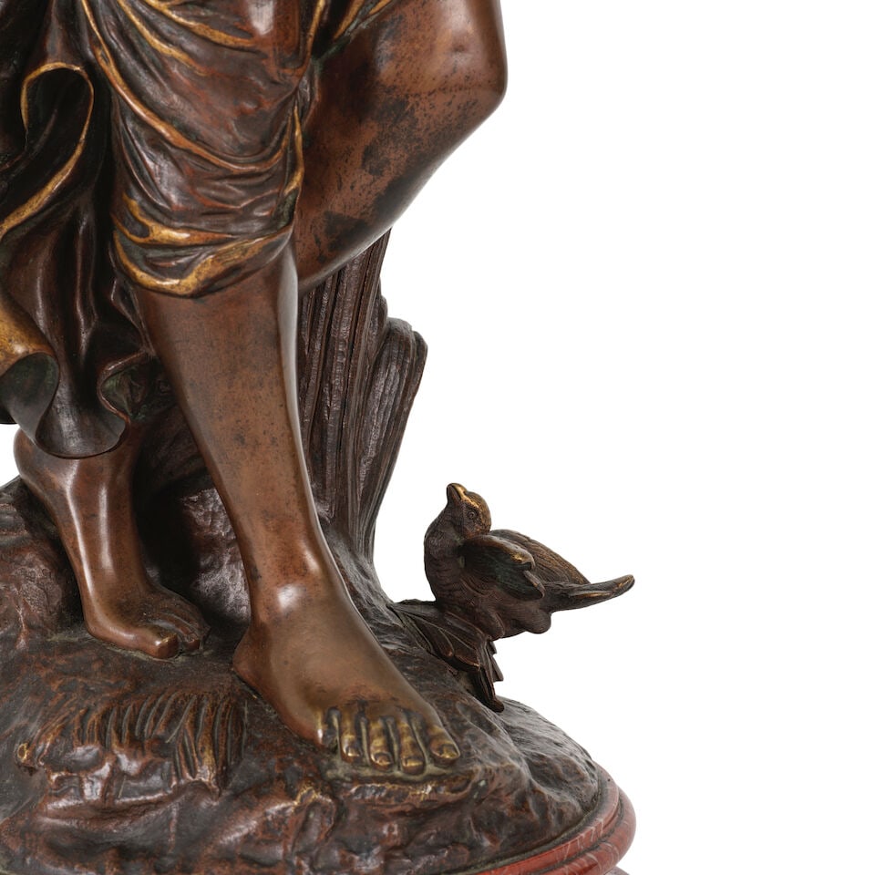 Auguste Louis Mathurin Moreau (1834-1917)Figure en bronze représentant 'Jeune Femme à ... - 7