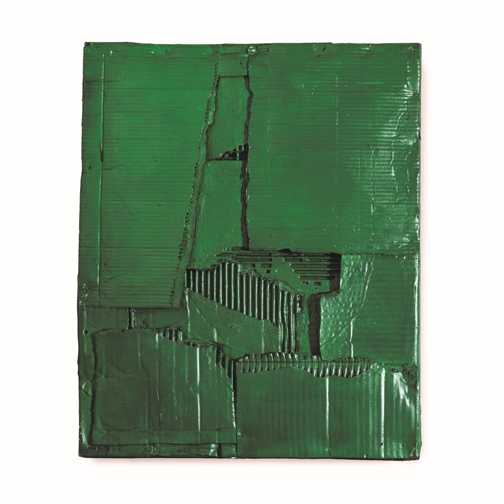 BERNAR VENET (N. 1941) Relief carton 1963: BERNAR VENET (N. 1941) Relief carton 1963 signé et daté 3/1963 au revers peinture industrielle sur assemblage de cartons monté sur toile signed and dated 3/1963 on the reverse