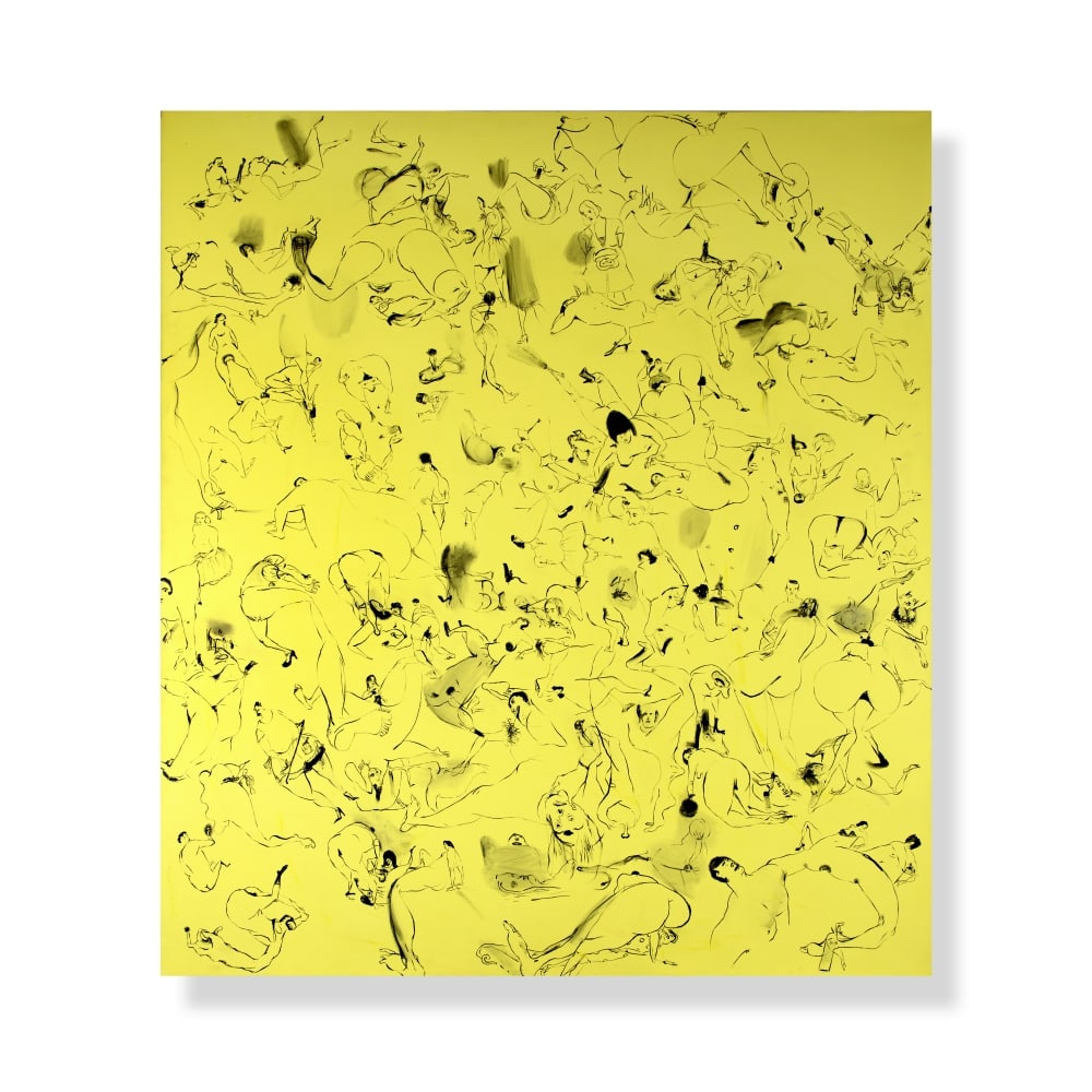 SUE WILLIAMS (N. 1954) Yellow 1996: SUE WILLIAMS (N. 1954) Yellow 1996 signé, titré et daté 1996 au revers huile et acrylique sur toile signed, titled and dated 1996 on the reverse oil and acrylic on canvas