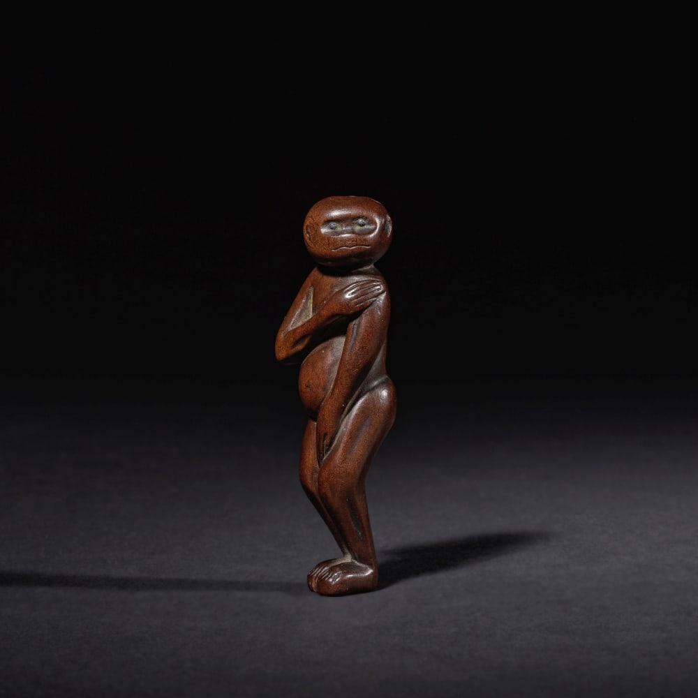 NETSUKE EN BOIS REPRÉSENTANT UN SINGE XIXe siècle (1 of 1)