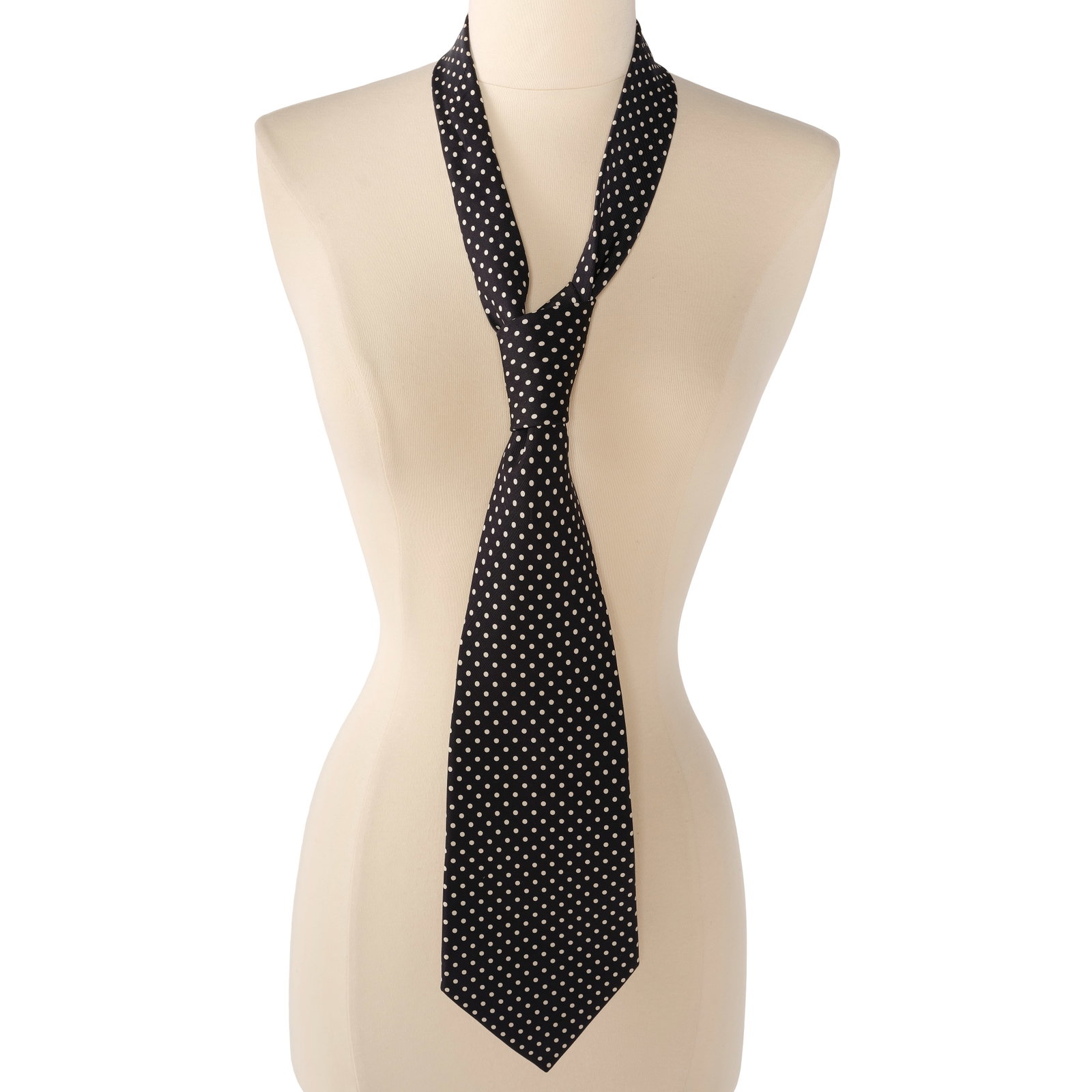 AN ICONIC RALPH LAUREN PURPLE LABEL BLACK AND WHITE SILK NECKTIE: AN ICONIC RALPH LAUREN PURPLE LABEL BLACK AND WHITE SILK NECKTIE No marked size. Footnotes: Diane wore a very similar tie in Annie Hall, to the 1976 Oscars, and the 2004 Oscars. This lot is subject