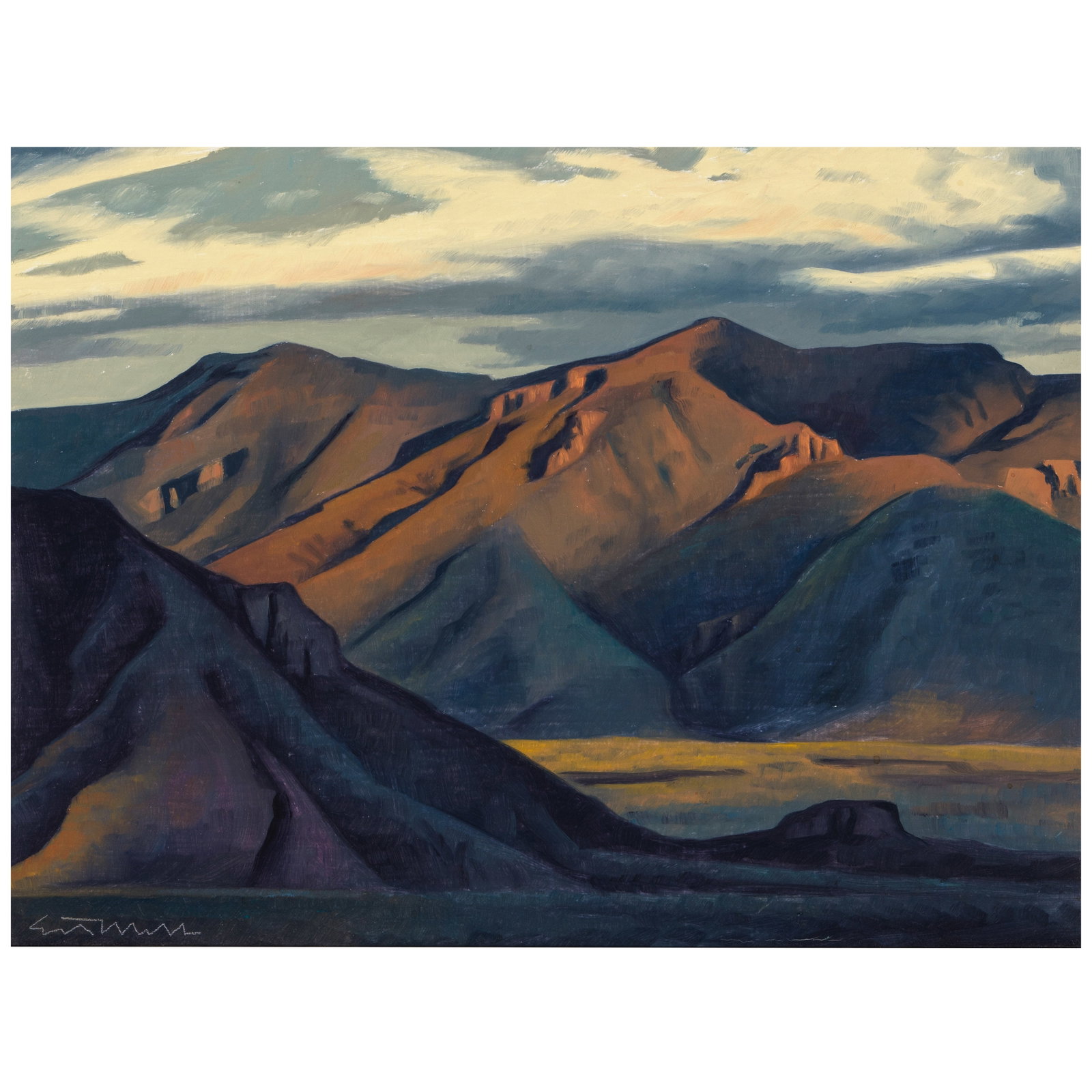 ED MELL (AMERICAN, 1942-2024) Light in the Valley 12 x 16inframed 17 1/2 x 21 1/2in (Painted in ...: ED MELL (AMERICAN, 1942-2024) Light in the Valley signed 'Ed Mell' (lower left) and signed again in two places, titled, and dated (on the verso) oil on linen 12 x 16in framed 17 1/2 x 21 1/2in Painted