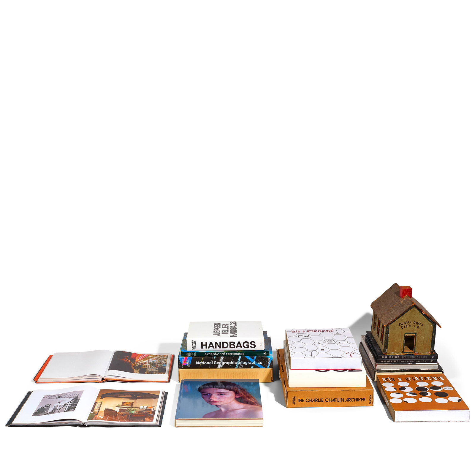 A CURATED SELECTION OF BOOKS AND A BIRDHOUSE (1 of 1)