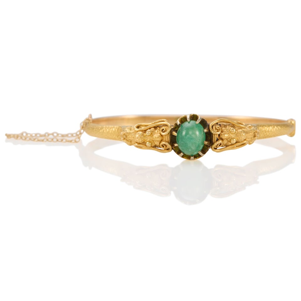 GOLD AND EMERALD BANGLE - 2