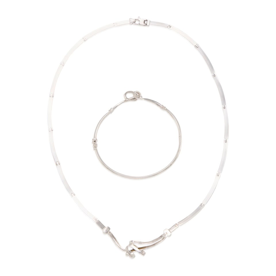 GOLD AND DIAMOND NECKLACE AND BRACELET - 2