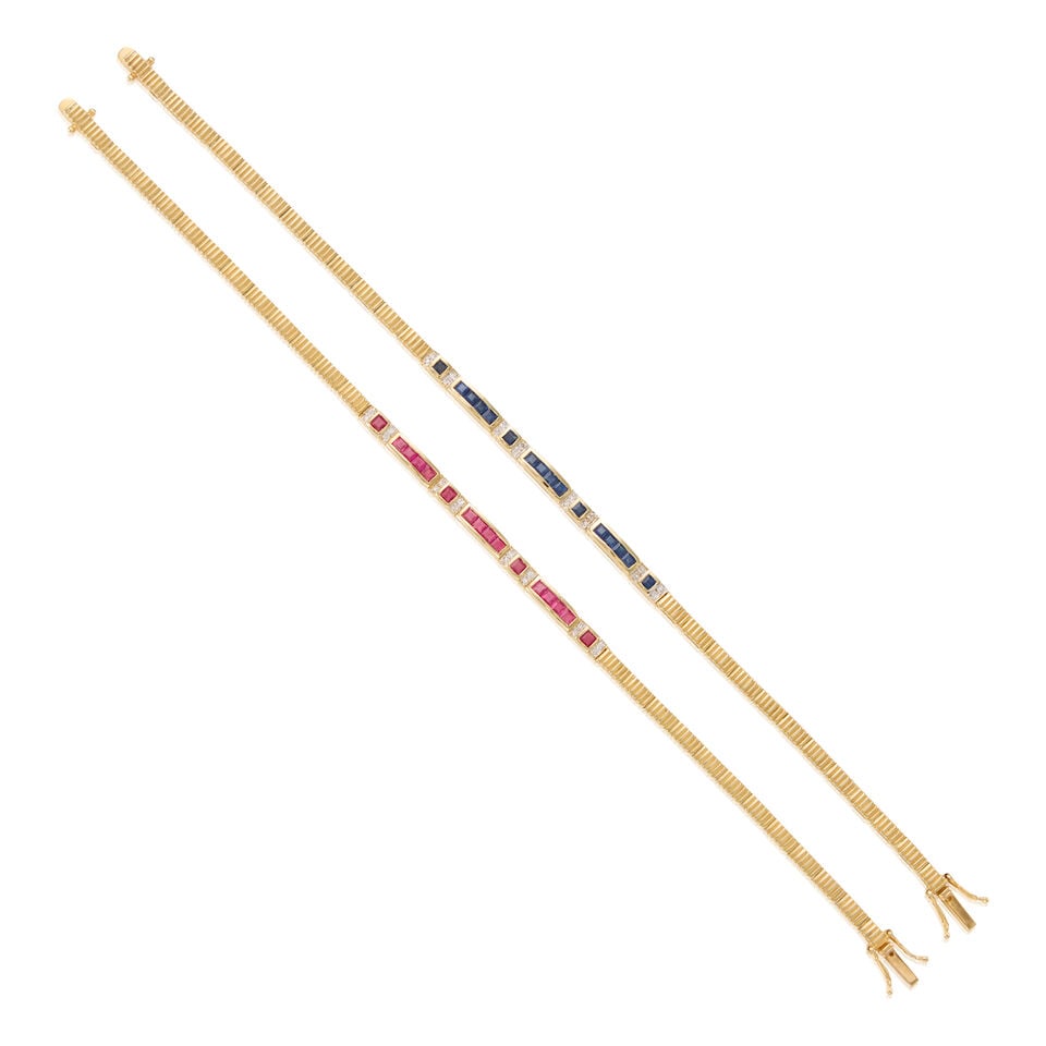 14K GOLD, GEMSTONE, AND DIAMOND BRACELETS (1 of 2)
