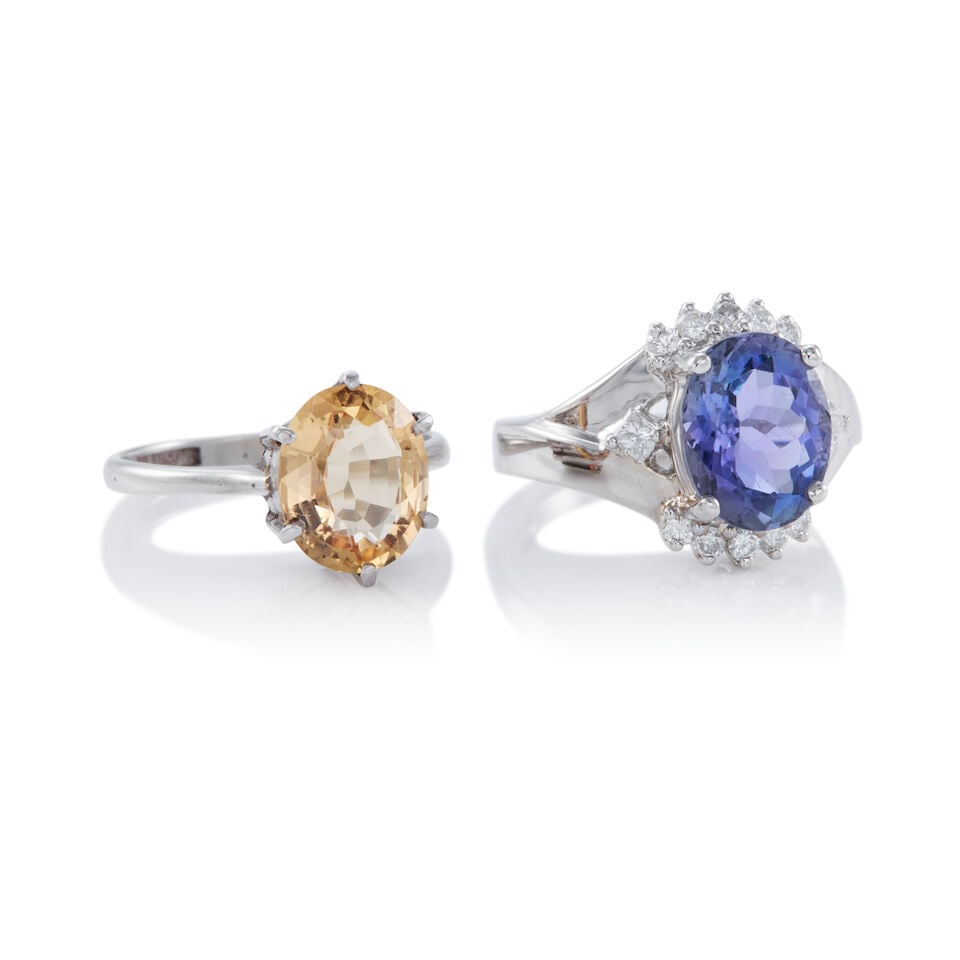 PLATINUM, GEMSTONE, AND DIAMOND RINGS - 2