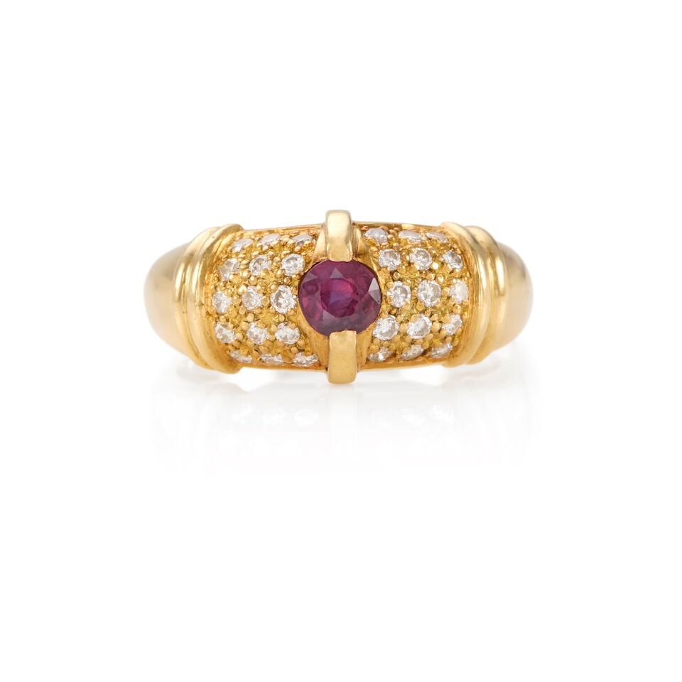 18K GOLD, RUBY, AND DIAMOND RING (1 of 2)